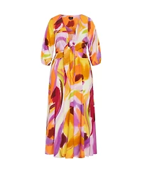 City Chic Women's Swirl Tie Print Dress