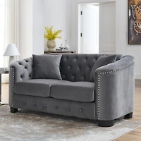 Streamdale Chesterfield Sofa with Velvet, Nail Trim