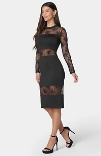 Bebe Women's Lace Inset Midi Dress
