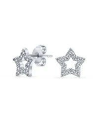 Bling Jewelry Usa American Patriotic Rock Star Sparkling Cz Pave Celestial Stars Stud Earrings Sterling Silver