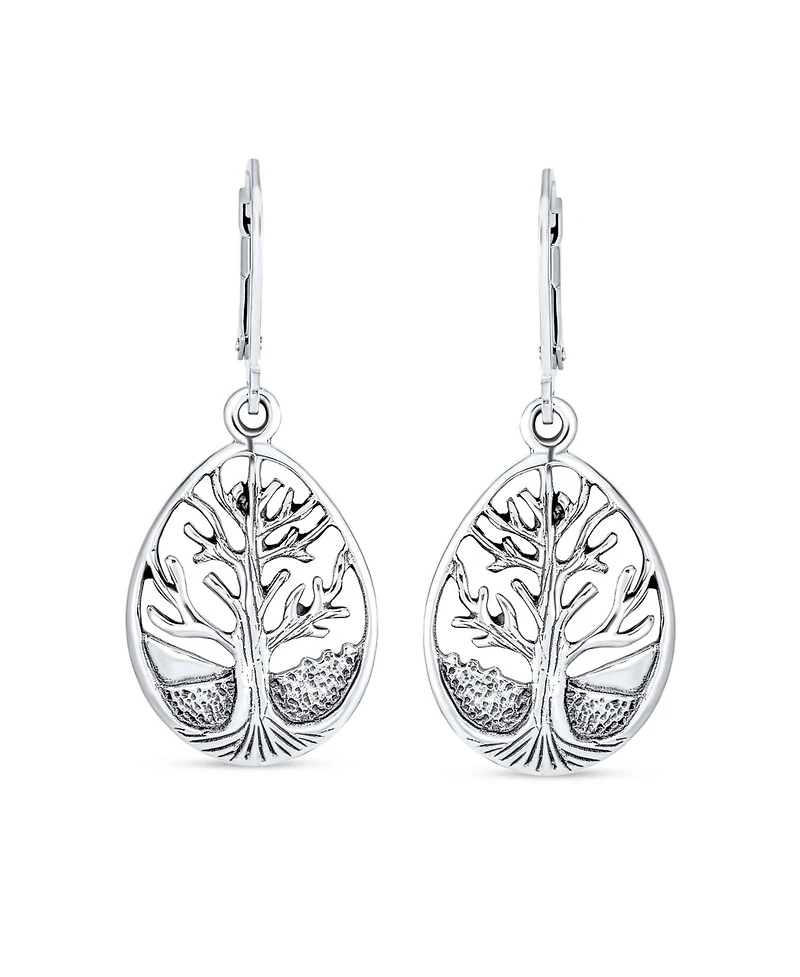 Bling Jewelry Small Round Circle Family Tree Dangle Earrings Sterling Silver Nature
