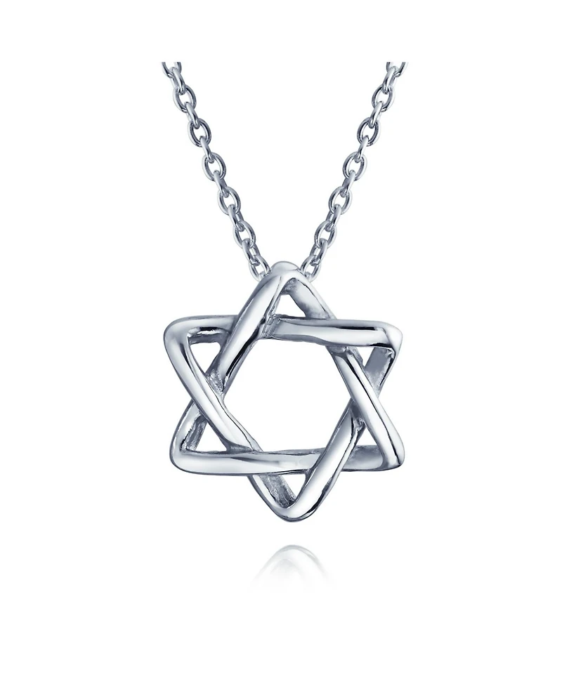 Bling Jewelry Classic Delicate Religious Judaica Hanukkah Intertwined Magen Star of David Pendant Necklace .925 Sterling Silver