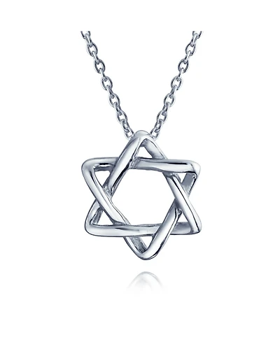 Bling Jewelry Classic Delicate Religious Judaica Hanukkah Intertwined Magen Star of David Pendant Necklace .925 Sterling Silver