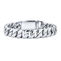 Bling Jewelry Solid Heavy Miami Curb Link Chain Bracelet Stainless Steel 8.5 Inch