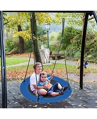 Slickblue Toddler 40 Inches Saucer Tree Swing with Adjustable Hanging Ropes and 900D Oxford Fabric-Whale