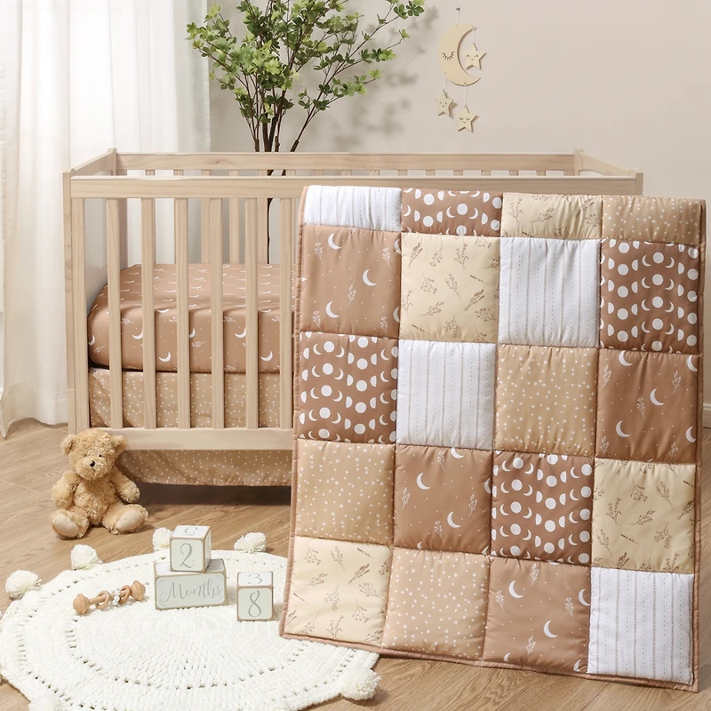 The Peanutshell Crib Bedding Set for Baby Boys and for Baby Girls, Boho Celestial, 3 Pieces