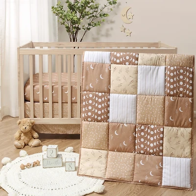The Peanutshell Crib Bedding Set for Baby Boys and for Baby Girls, Boho Celestial, 3 Pieces