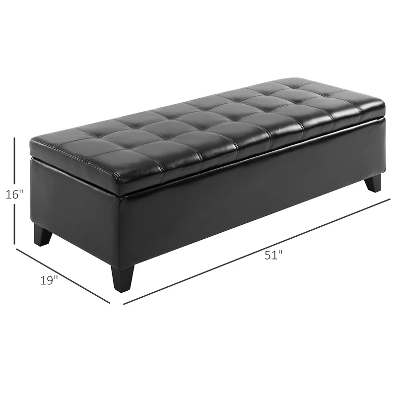 Homcom Storage Ottoman Bench 3-seater Pu Leather Furniture Foot Stool