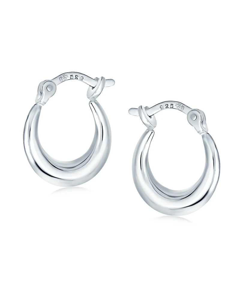 Bling Jewelry Round Circle Finish Crescent Tapered Tube Hoop Earrings Sterling Silver Hinged Notched Post