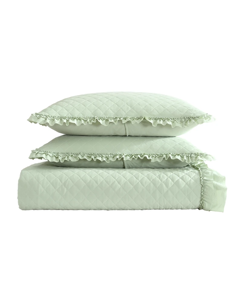 Closeout! Laura Ashley Claire 3 Piece Quilt Set, King