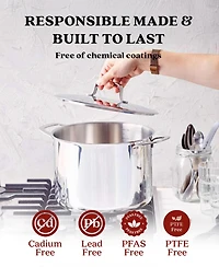 Alva Maestro 4Qt Tri-Ply Stainless Steel Stock Pot with Lid – Induction & Oven Safe