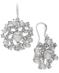 Charter Club Imitation Pearl & Glass Crystal Swirl Cluster Drop Earrings, Created for Macy's