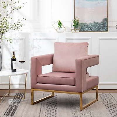 Streamdale Furniture Contemporary Upholstered Accent Arm Chair, Pink