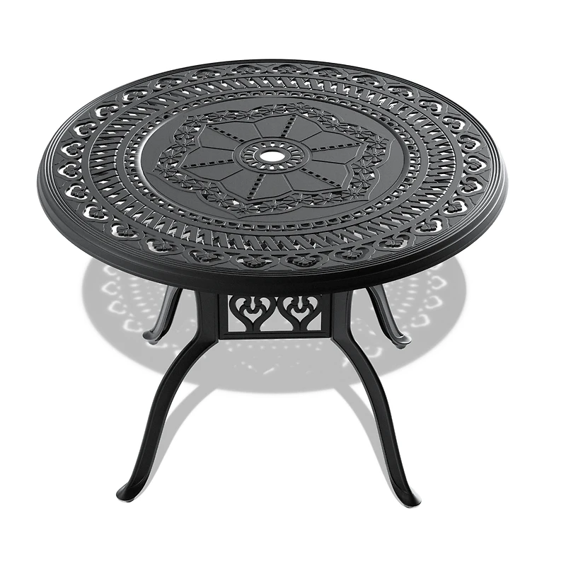Streamdale Premium Aluminum Table and 4 Stacking Chairs with Cushions, Black