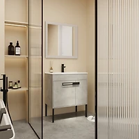 Simplie Fun Dual-Purpose Bathroom Vanity Wall-Mount or Floor-Standing with Adjustable Shelf