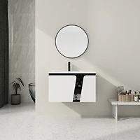 Wall-Mounted Vanity Double Door, Ceramic Basin, Soft-Close Doors, Eco-Friendly
