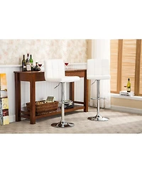 Simplie Fun Faux Leather Adjustable Hydraulic Bar Stool, Set of 2, White