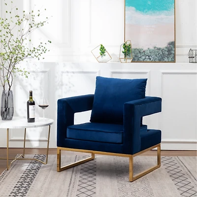 Simplie Fun Contemporary Upholstered Accent Arm Chair, Blue