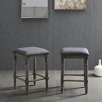 Streamdale Furniture Wood Upholstered Swivel Counter Height Stool, Set of 2, Grey