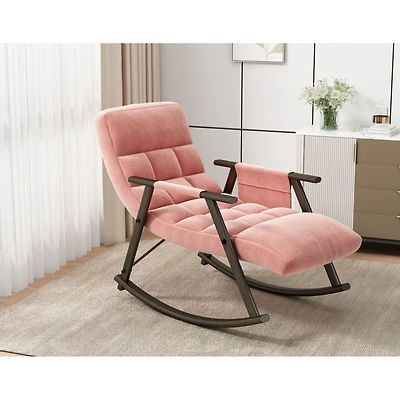 Simplie Fun Space-Saving, Adjustable Rocking Chair with Sturdy Iron Frame & Comfortable Cushions