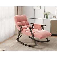 Simplie Fun Space-Saving, Adjustable Rocking Chair with Sturdy Iron Frame & Comfortable Cushions