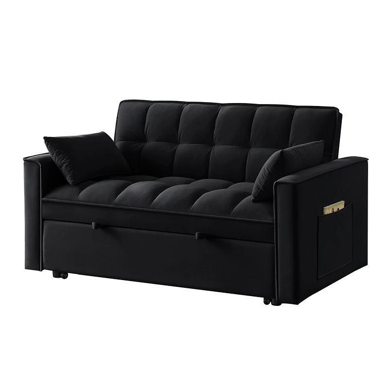 Streamdale Furniture 4-in-1 Space-Saving Velvet Loveseat Sofa Bed with Storage