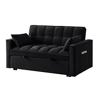 Streamdale Furniture 4-in-1 Space-Saving Velvet Loveseat Sofa Bed with Storage