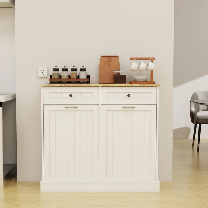 Streamdale Uv Sanitizer Trash Cabinet w/ Drawers (White)