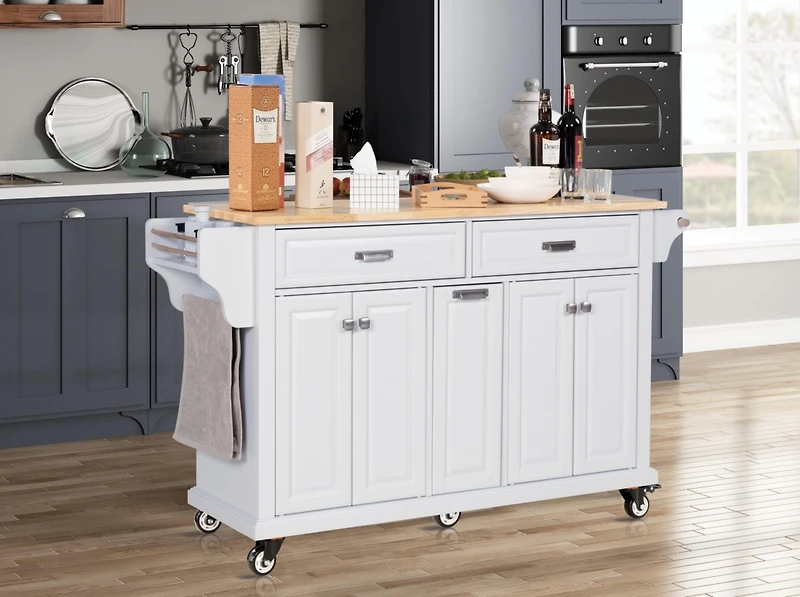 Streamdale Cambridge Natural Wood Top Kitchen Island with Storage