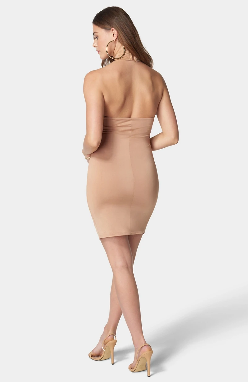 Bebe Women's Cross Front Halter Neck Mini Dress