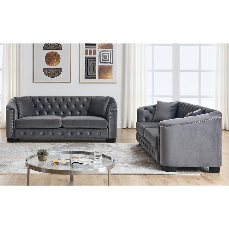Streamdale Furniture 3-seater + 3-seater Combination sofa.Velvet Grey