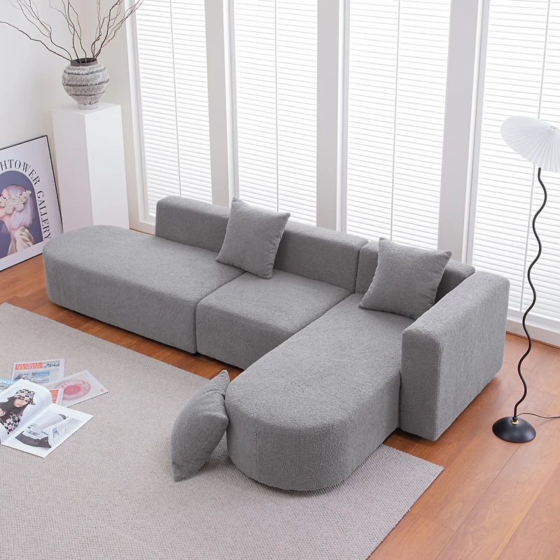 Streamdale Modern L shape boucle Sofa with curved seat (facing right)