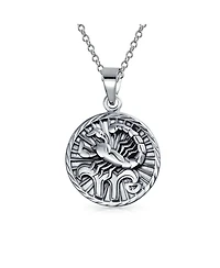 Bling Jewelry Scorpio Zodiac Sign Round Medallion Pendant Necklace Sterling Silver
