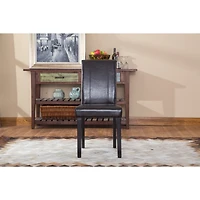 Streamdale Furniture Style Solid Wood Leatherette Padded Parson Chair, Brown, Set of 2