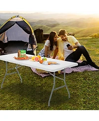 Slickblue Portable Folding Camping Table with Carrying Handle for Picnic-White