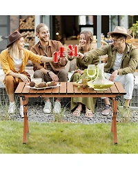 Slickblue Folding Lightweight Aluminum Camping Table with Wood Grain