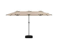 Double-sided Patio Umbrella with Solar Lights for Garden Pool Backyard