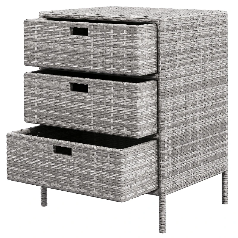Outsunny Patio Wicker Pool Cabinet, Rat Storage Cabinet Organizer