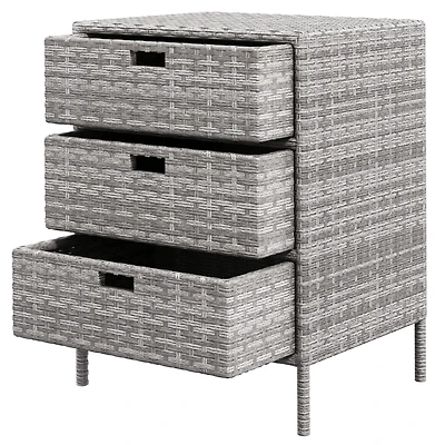 Outsunny Patio Wicker Pool Cabinet, Rat Storage Cabinet Organizer