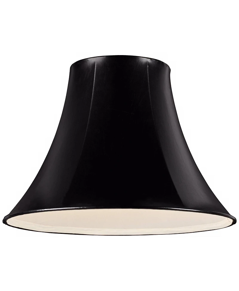 Springcrest Black Faux Leatherette Medium Bell Lamp Shade 7" Top x 16" Bottom x 12" Slant x 11.5" High (Spider) Replacement with H