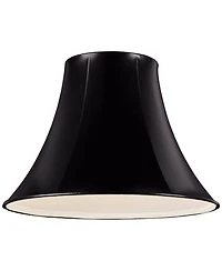 Springcrest Black Faux Leatherette Medium Bell Lamp Shade 7" Top x 16" Bottom x 12" Slant x 11.5" High (Spider) Replacement with H