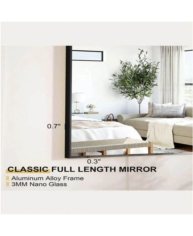 Homlux Rectangular Free Stand Mirror 18"x58" in Black