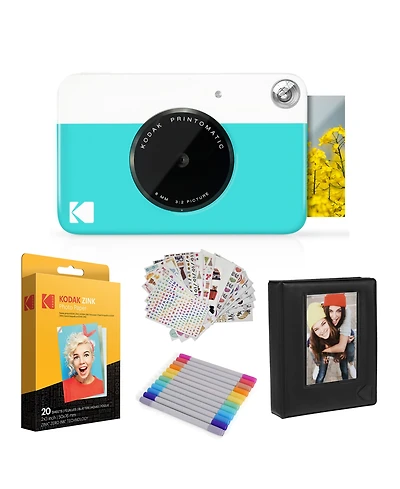 Kodak Printomatic Instant Print Camera Gift Bundle w/Zink Photo Paper & More