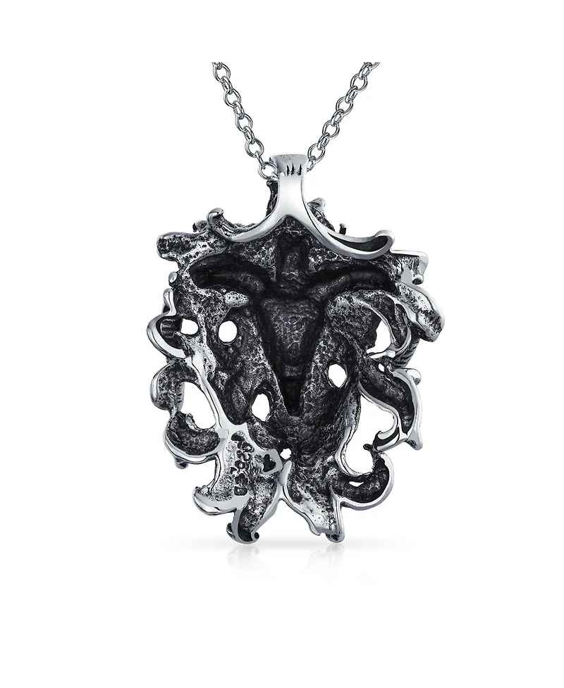 Bling Jewelry Aries Ram Head Zodiac Sign Astrology Horoscope Pendant Necklace Sterling Silver Men