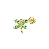 Bling Jewelry Tiny Real 14K Gold Cubic Zirconia Green Simulated Emerald Cz Helix Cartilage Ear Lobe Piercing Daith Dragonfly Firefly Butterfly 1 Piece