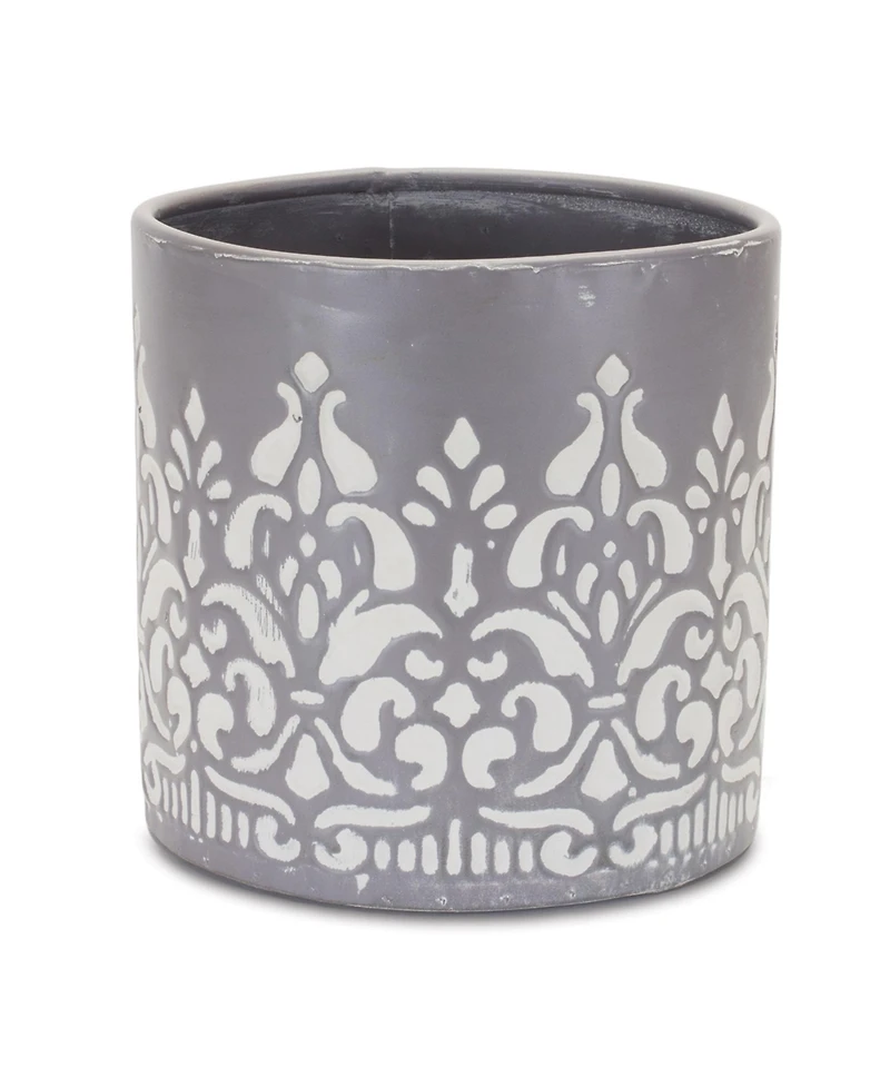 Slickblue Set of 2 Ornate Metal Planters for Elegant Indoor and Outdoor Decor