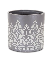 Slickblue Set of 2 Ornate Metal Planters for Elegant Indoor and Outdoor Decor