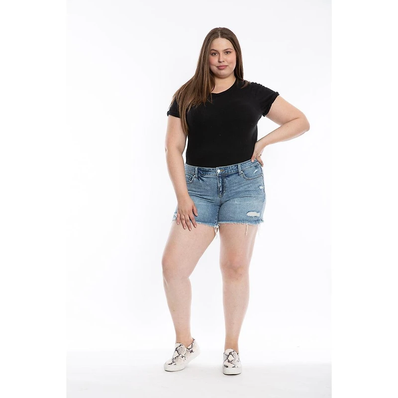 Slink Jeans Plus Denim Mid Rise Shorts