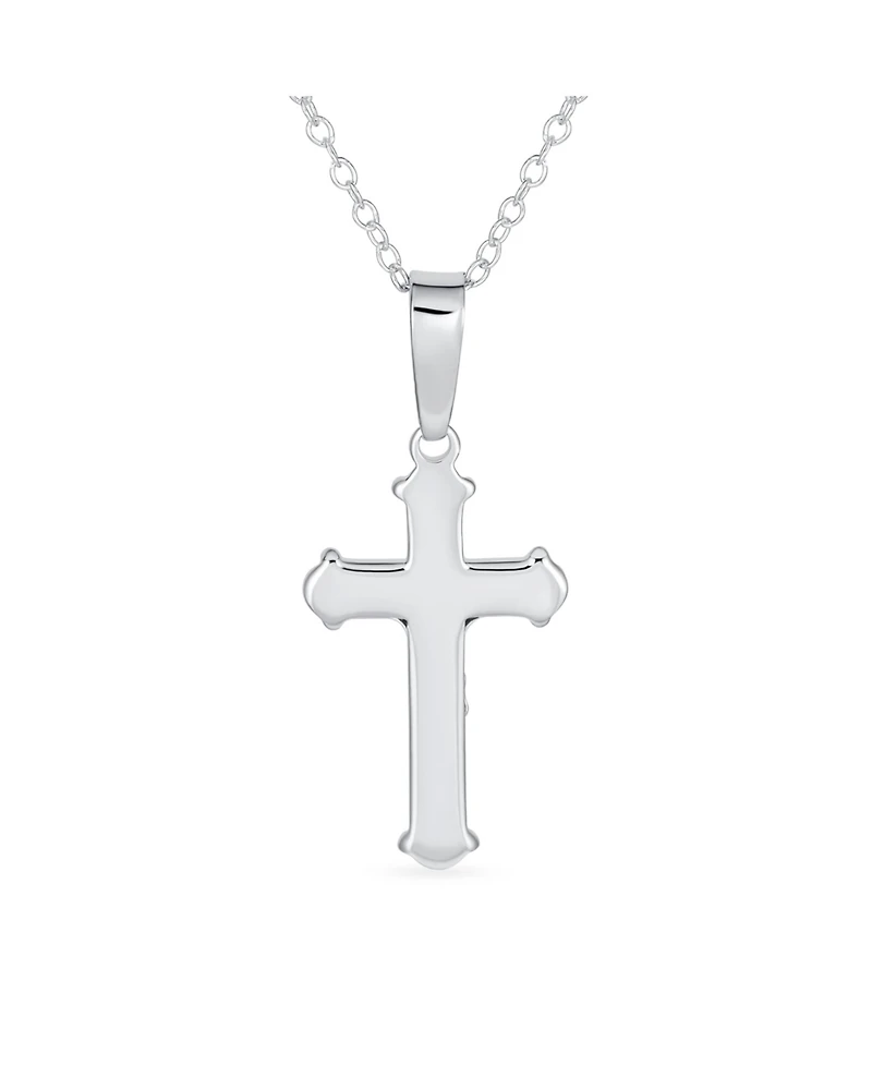 Bling Jewelry Simple Christian Catholic Religious Jewelry Passion Jesus Crucifix Cross Necklace Pendant Sterling Silver 18" Chain