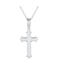 Bling Jewelry Simple Christian Catholic Religious Jewelry Passion Jesus Crucifix Cross Necklace Pendant Sterling Silver 18" Chain